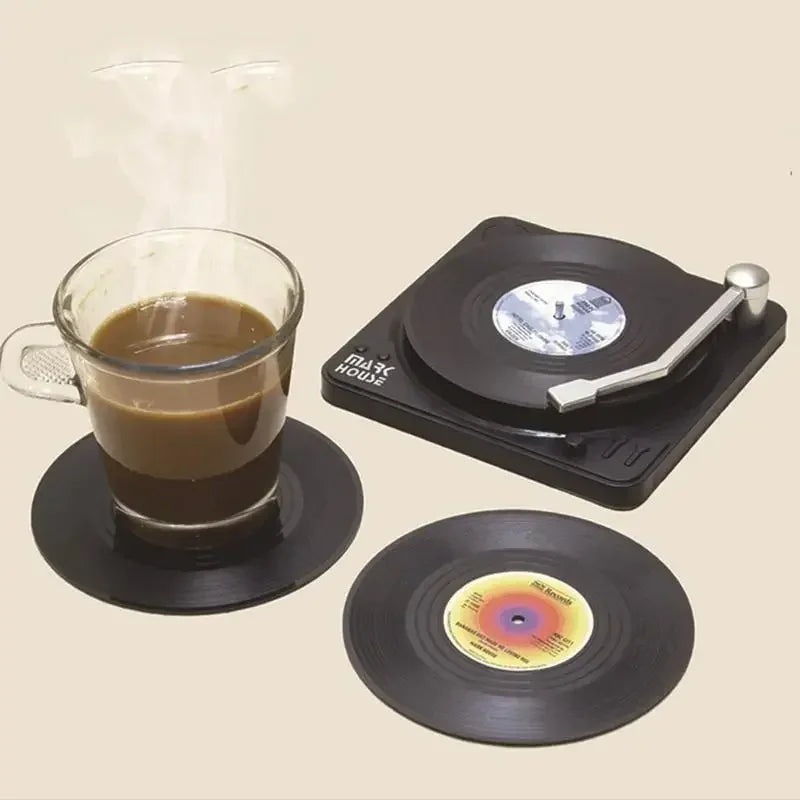 6 Posavasos forma disco de vinil