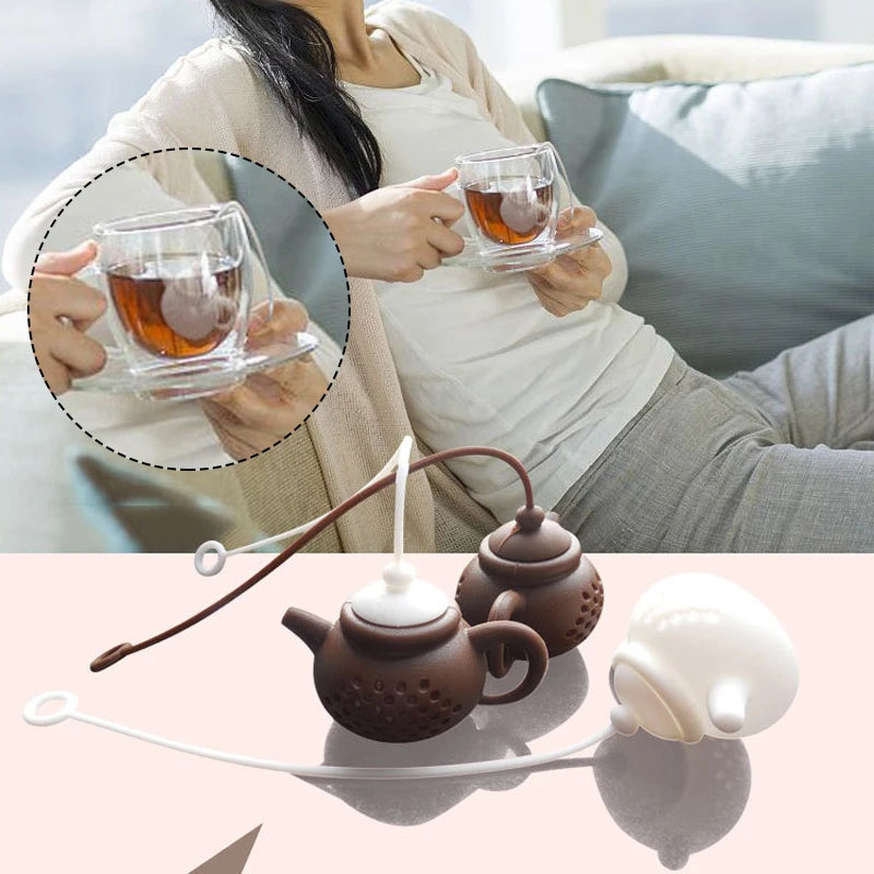 Infusor de té de silicona, forma de tetera