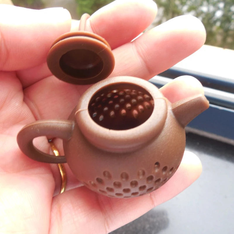 Infusor de té de silicona, forma de tetera