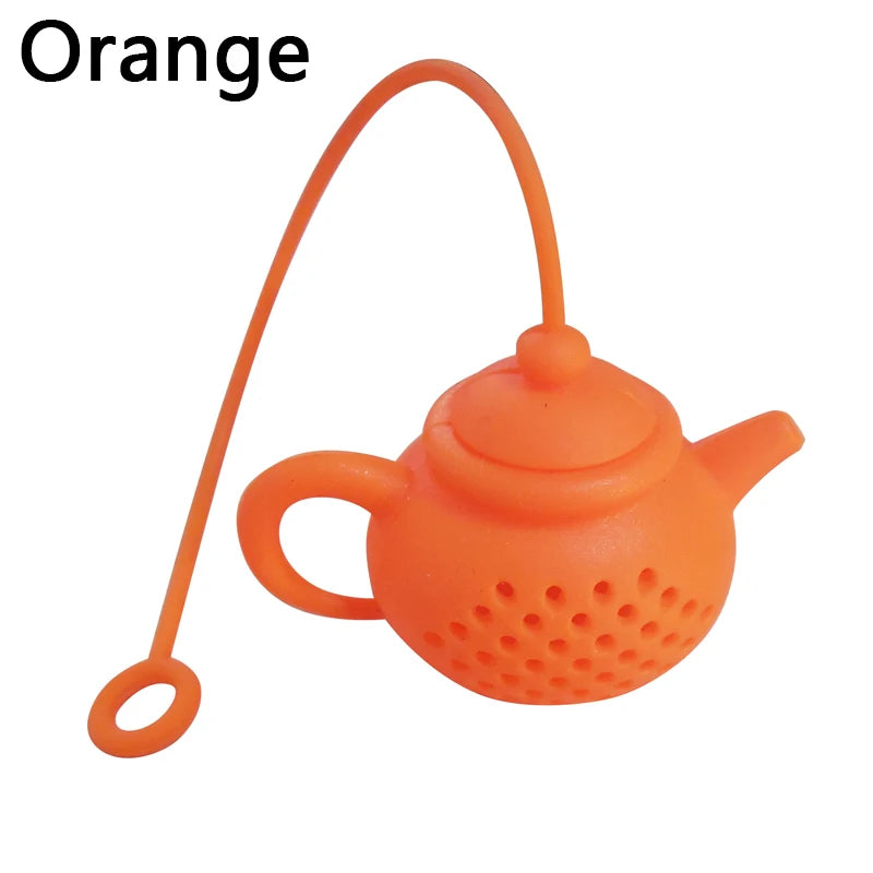 Infusor de té de silicona, forma de tetera