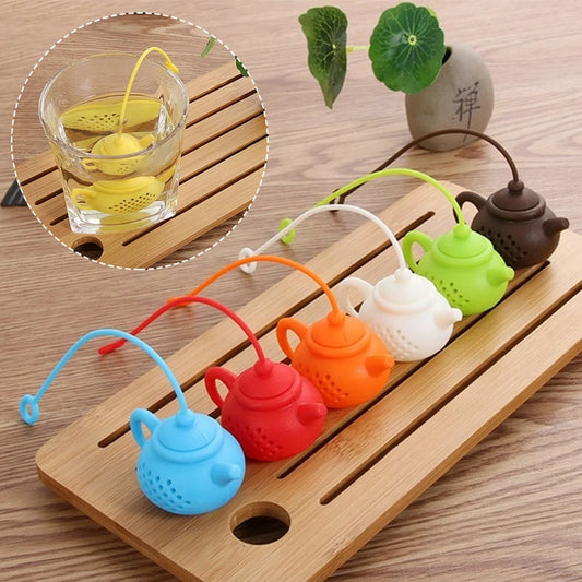 Infusor de té de silicona, forma de tetera