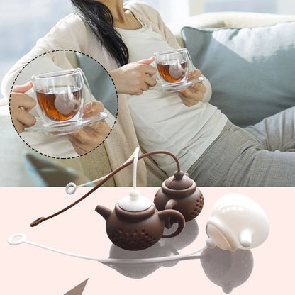 Infusor de té de silicona, forma de tetera