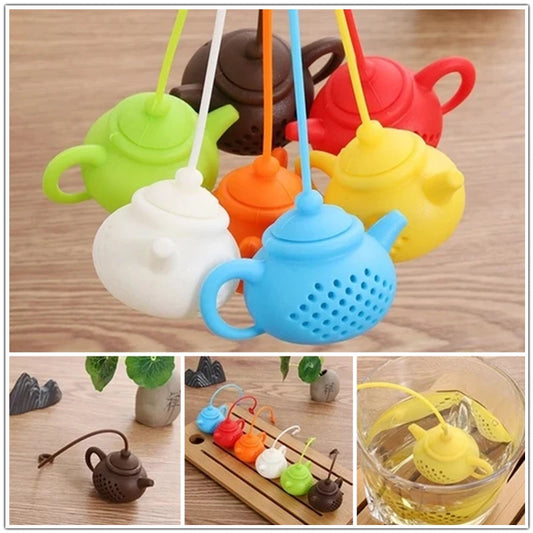 Infusor de té de silicona, forma de tetera